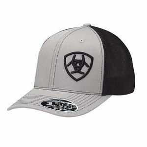 ARIAT Grey and Black Flexfit Logo Baseball Cap by M&F – 1597706