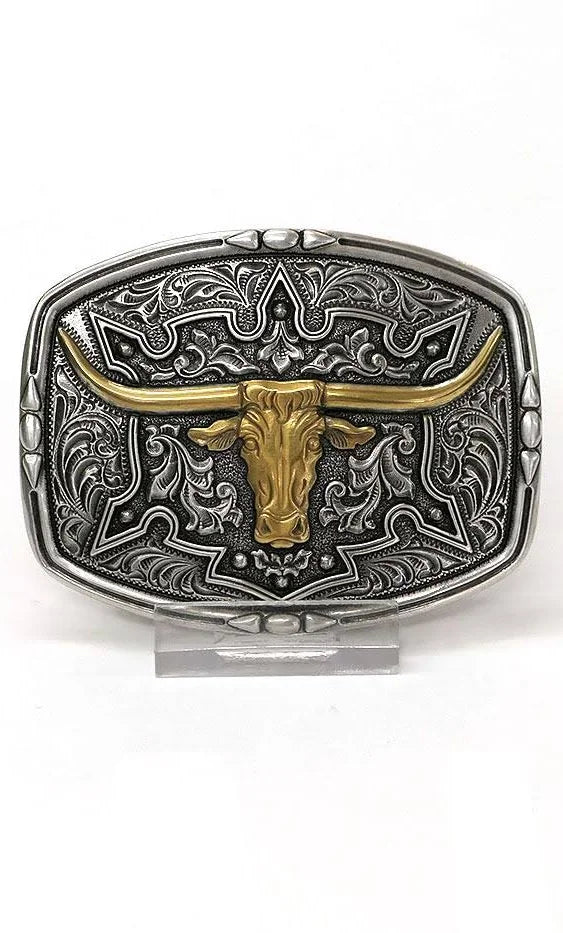 Nocona Silver/ Gold Longhorn Belt Buckle 37688
