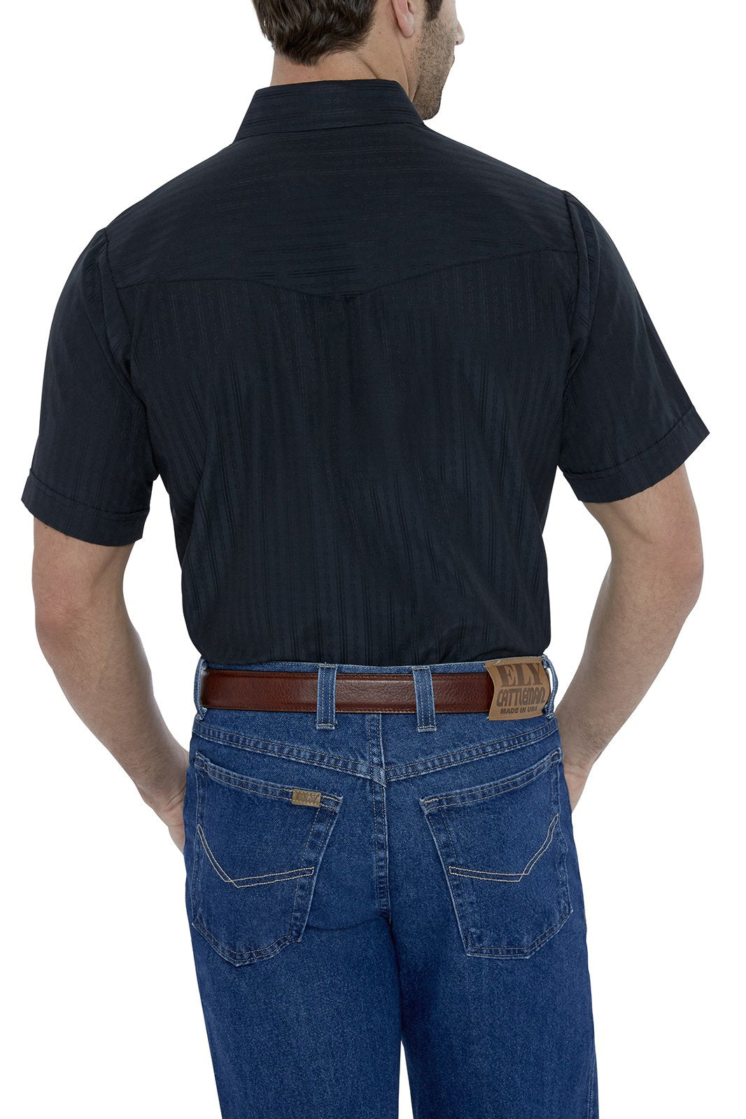 Ely Cattleman Men’s Short Sleeve Solid Tone on Tone Western Snap Shirt 1520163489