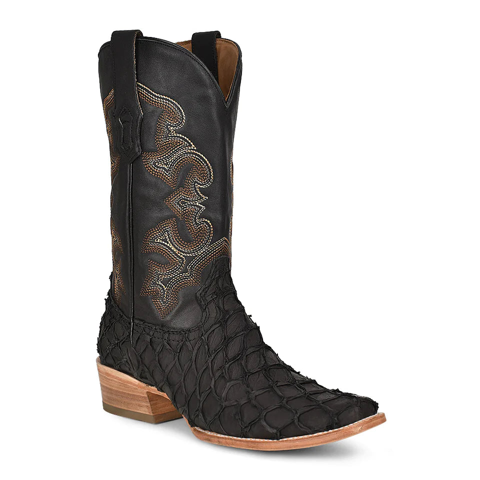 Corral Men’s Pirarucu Fish Boots Handcrafted Black A4339